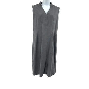 AKRIS Womens Gray Sleeveless V-Neck Wool Sheath Dress Lined Back Zip 8